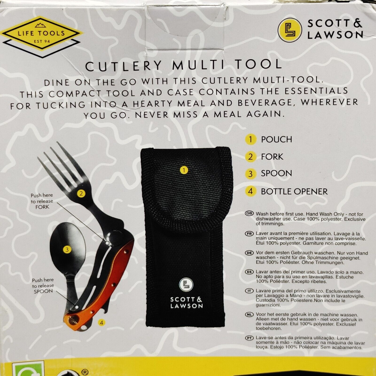 Happy Camper Cutlery Multi Tool 3 In 1 Eating Utensil Outdoors Scott & Lawson