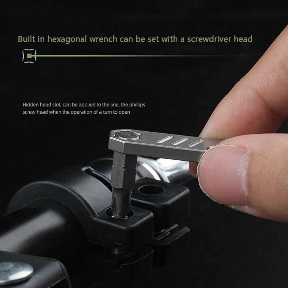 Mini TC4 Titanium Alloy Crowbar Bottle Opener Hexagon Wrench EDC Multi Pry Tool