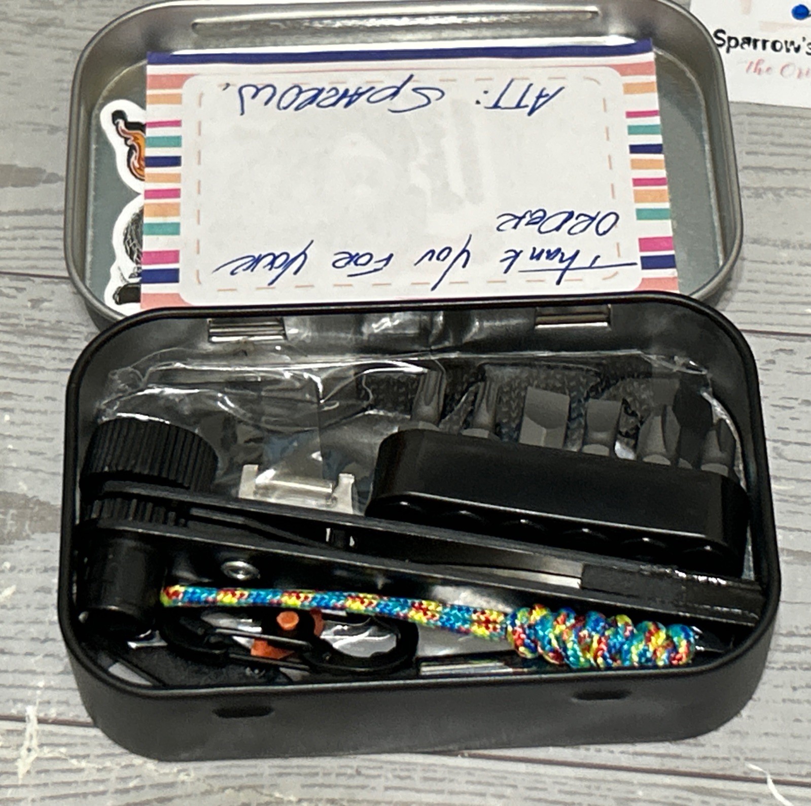 Sparrow’s EDC Mini Starter Tool Kit Tin Can in Pocket Container