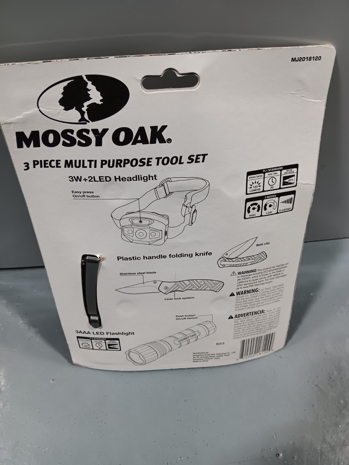 MOSSY OAK 3 Piece Multi Purpose Tool Set – Headlight Flashlight Knife