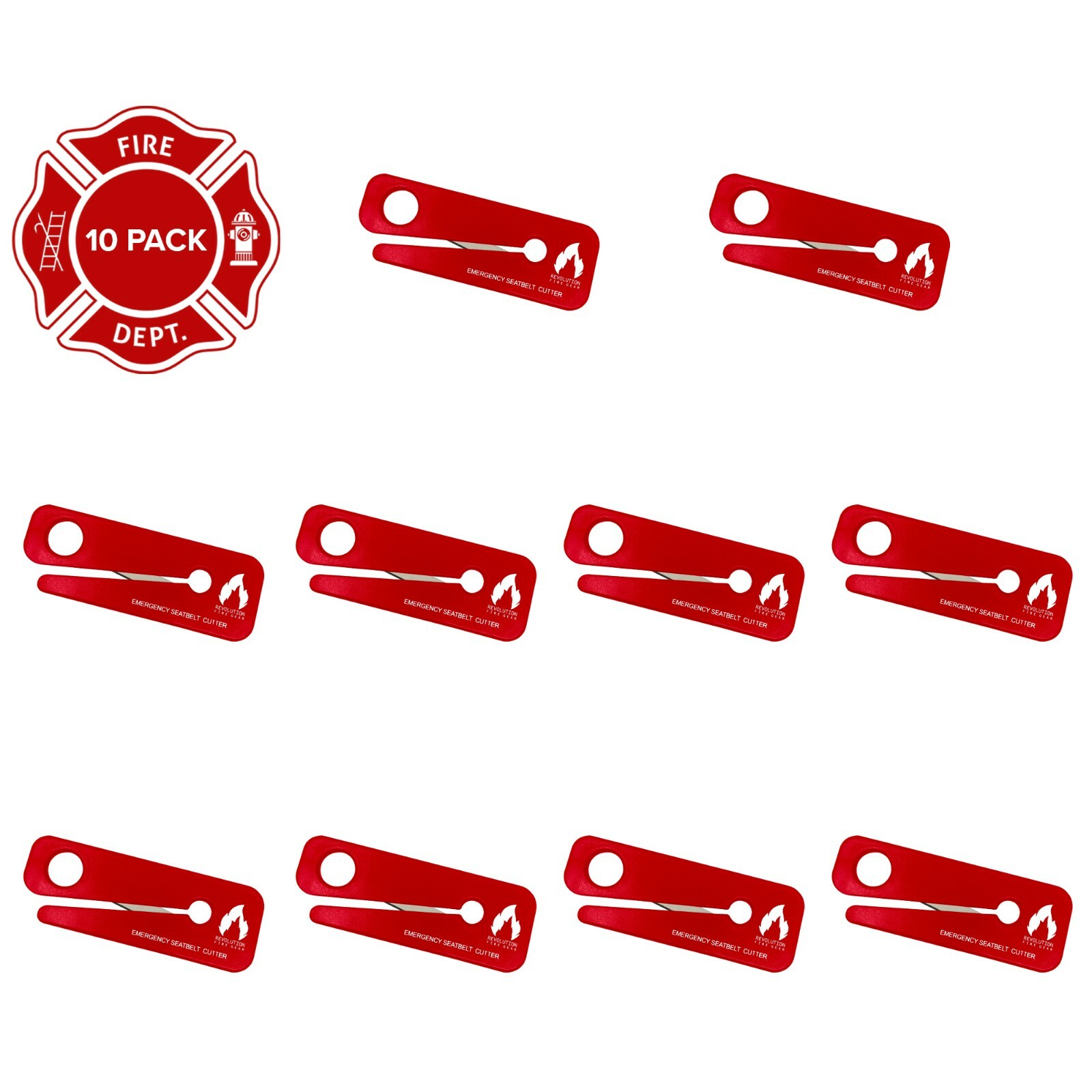 Emergency Seatbelt Cutter 10 Pack – Auto Rescue – Firefighter / EMT / Police