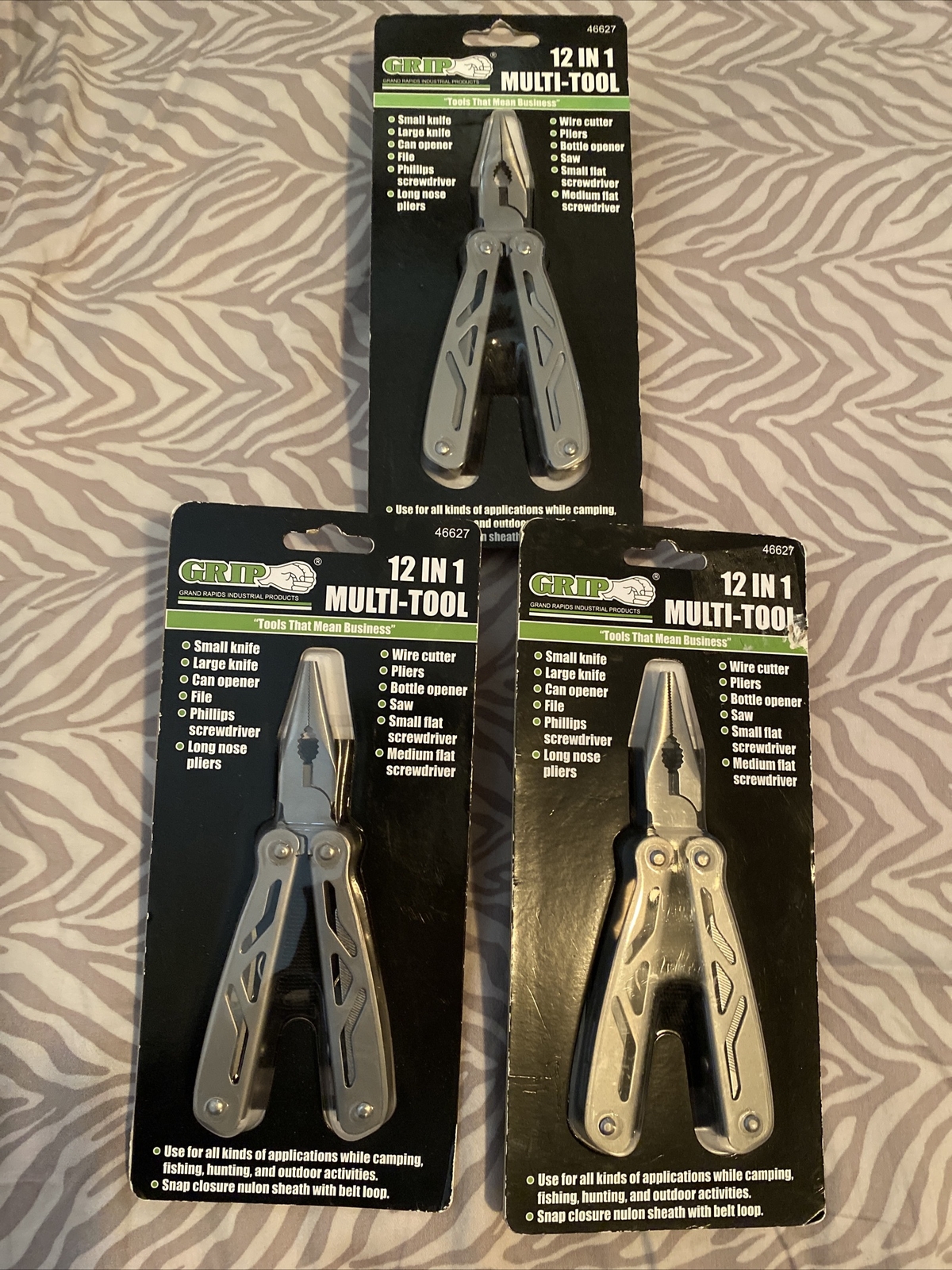 Set of 3 GRIP 12-in-1 Pocket Multi-Tool – 46627 New Sealed Free Shipping