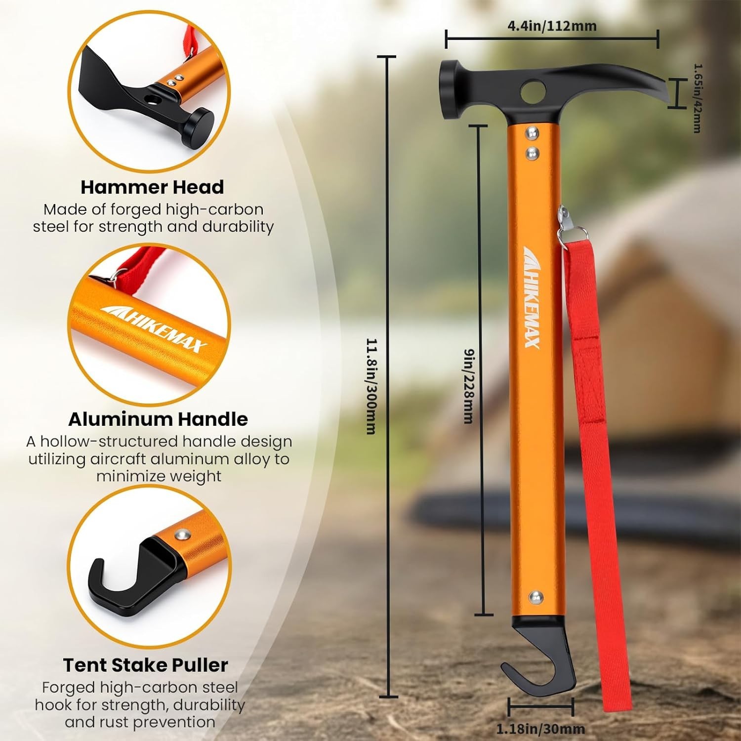 Electroplated 13-Oz Tent Hammer: Lightweight & Multi-Functional for Camping
