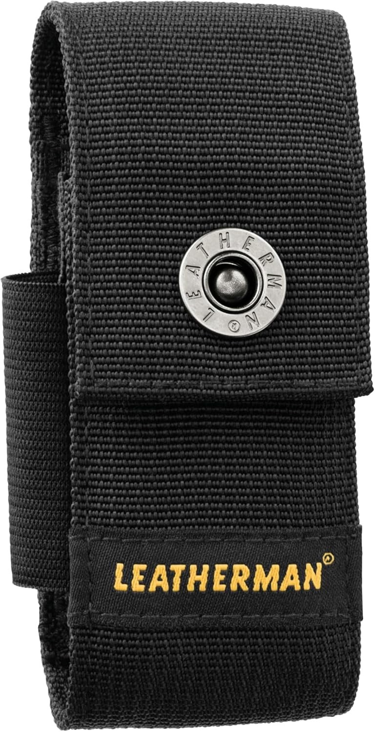 Black Nylon Snap Sheath for Multi Tools with Pockets and Reinforced Stitching