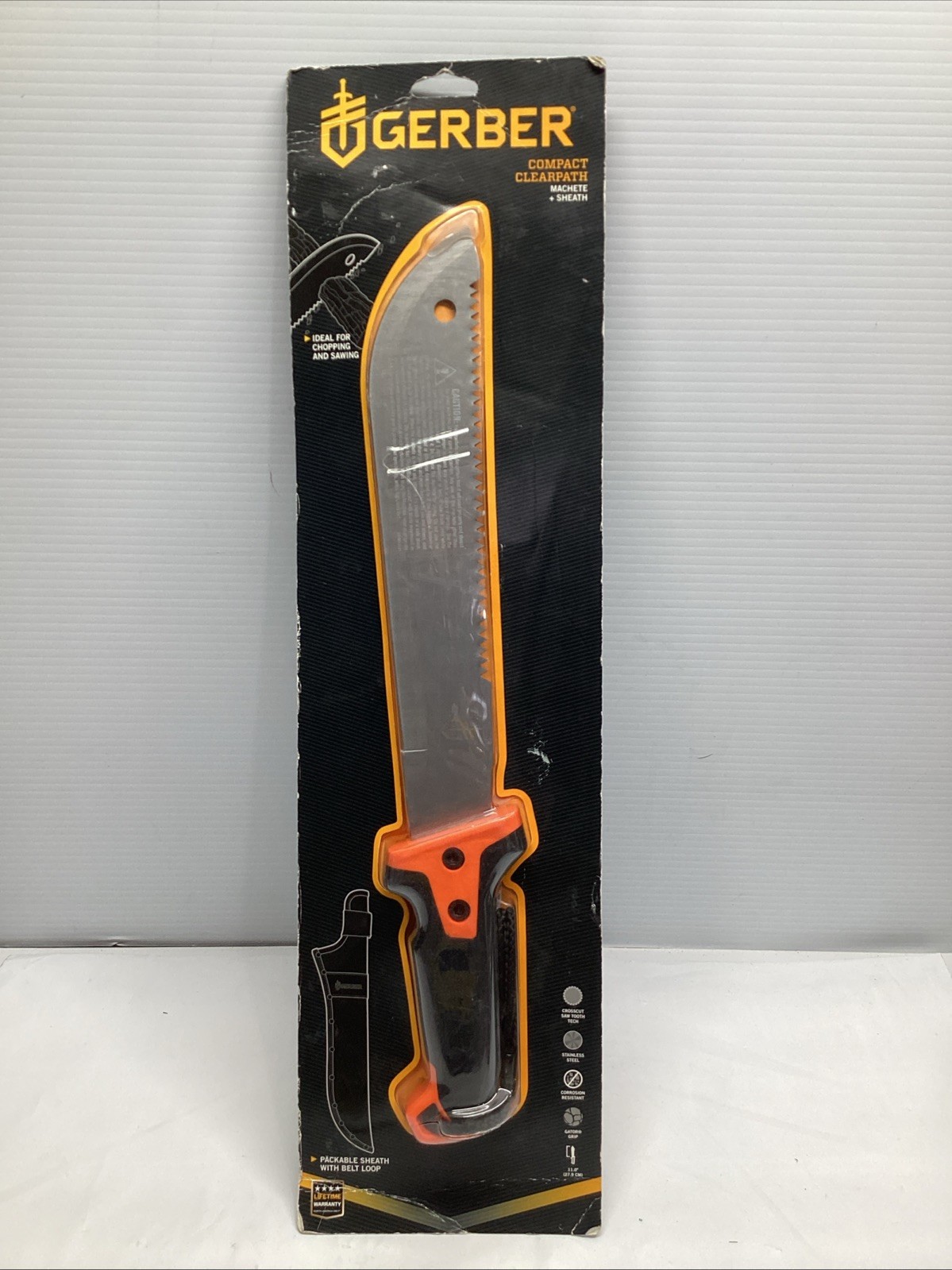 Gerber Compact Clearpath Machete w/Sheath 11″ Stainless Steel, Gator Grip 17”