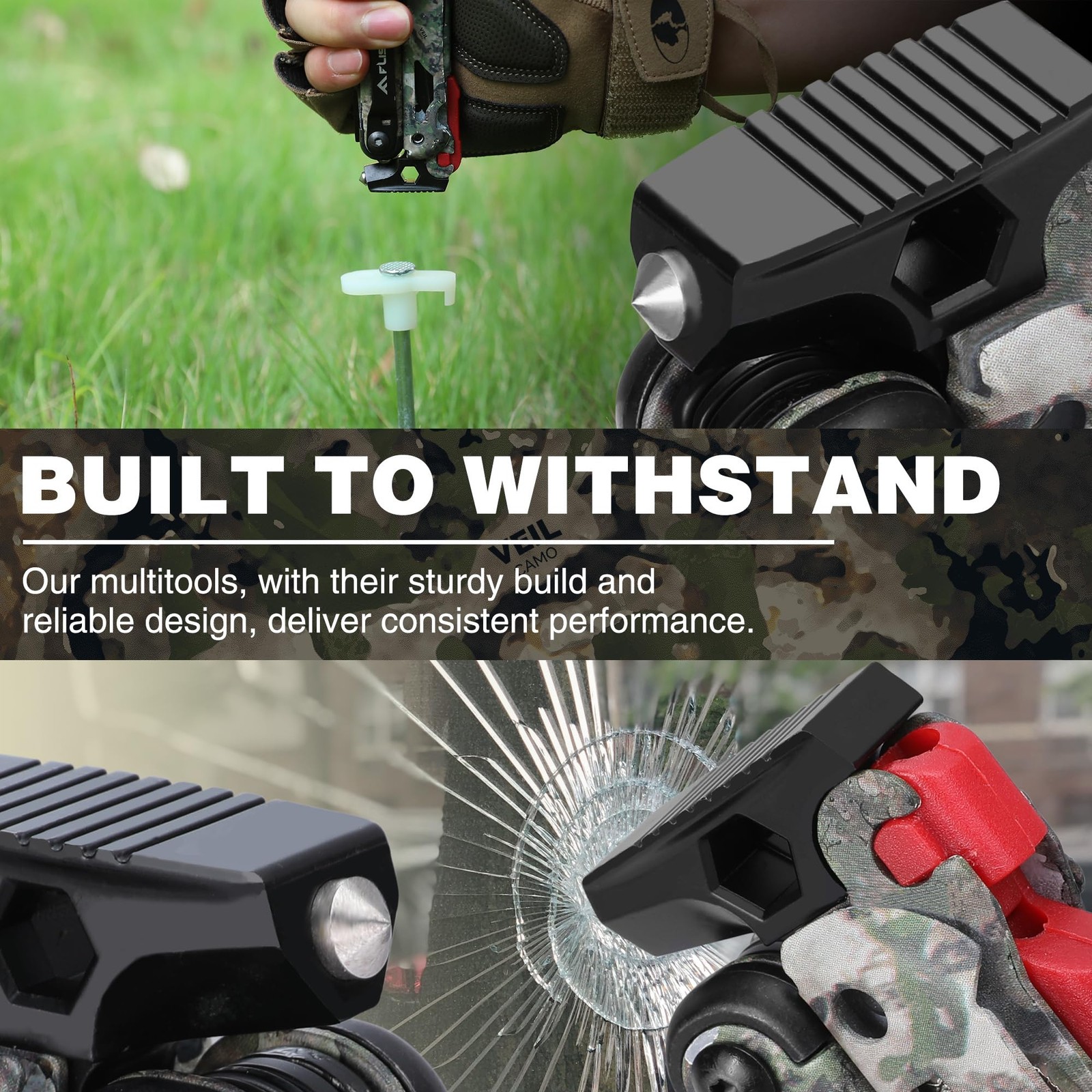 Multitool, 18 in 1 Camo Multitool Pliers with Fire Starter, Window Breaker, W…