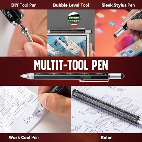 6-in-1 Magnetic Pickup Tool & Multitool Pen with Stylus, Rulers, Screwdrivers –