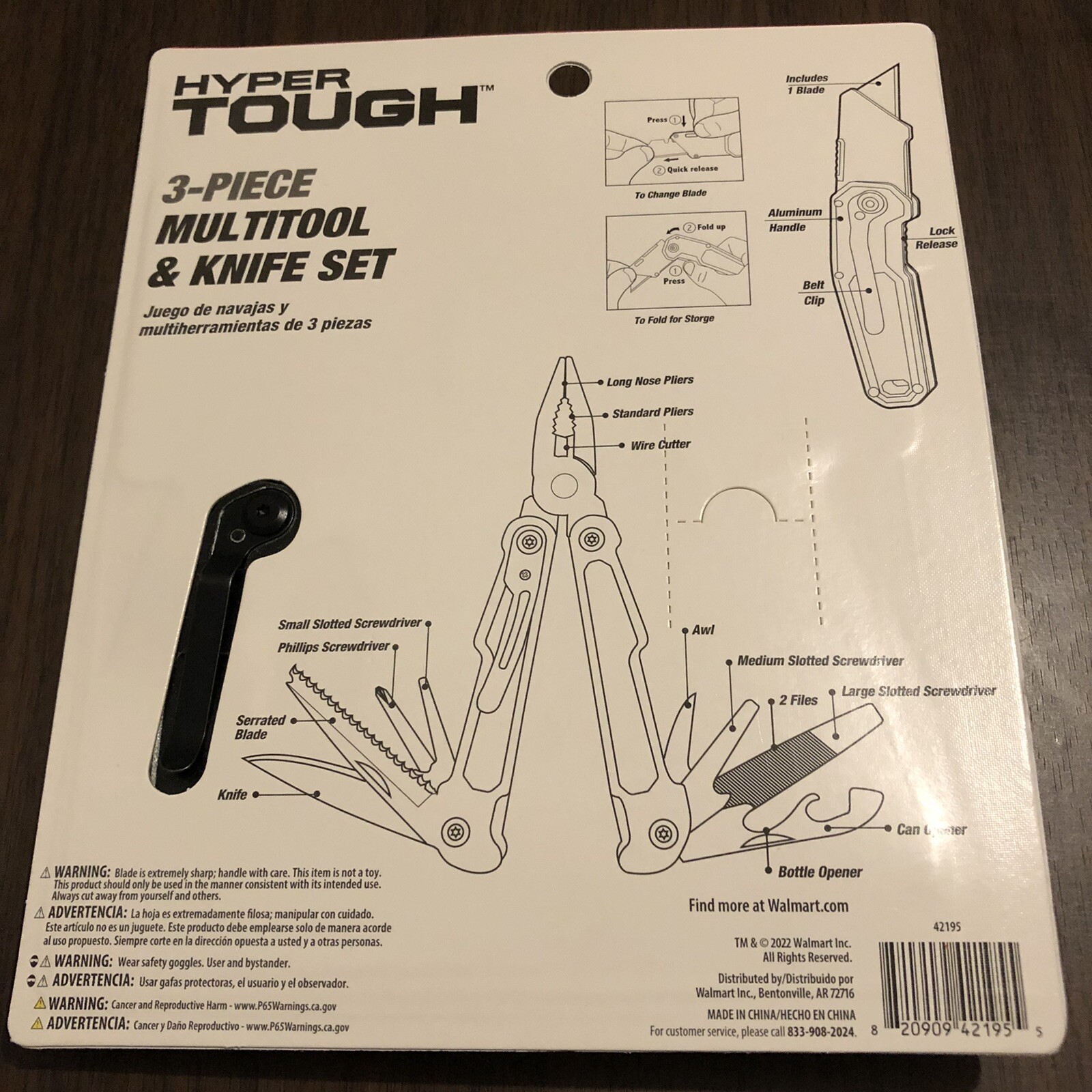 3 Piece Multi tool And Knife Hyper Tough-Duty Stainless Steel Construction