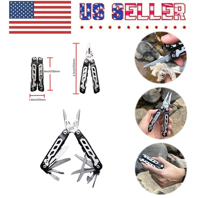 Pocket Utility Stainless Steel Folding Multitool Pliers Equipped With Blade