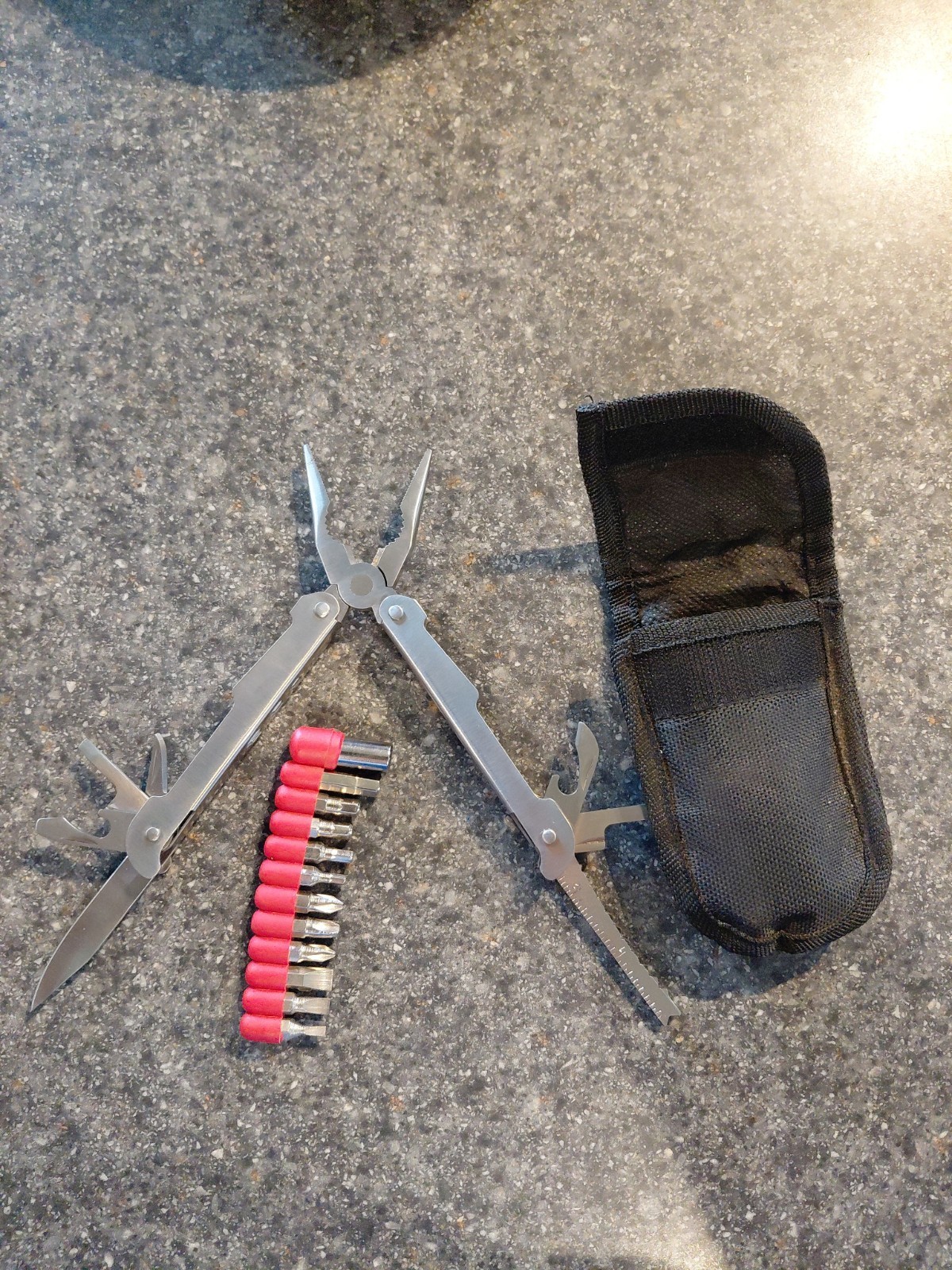 Multi-tool w/ 11 Bit Screwdriver Unbranded w/ Case See Pics