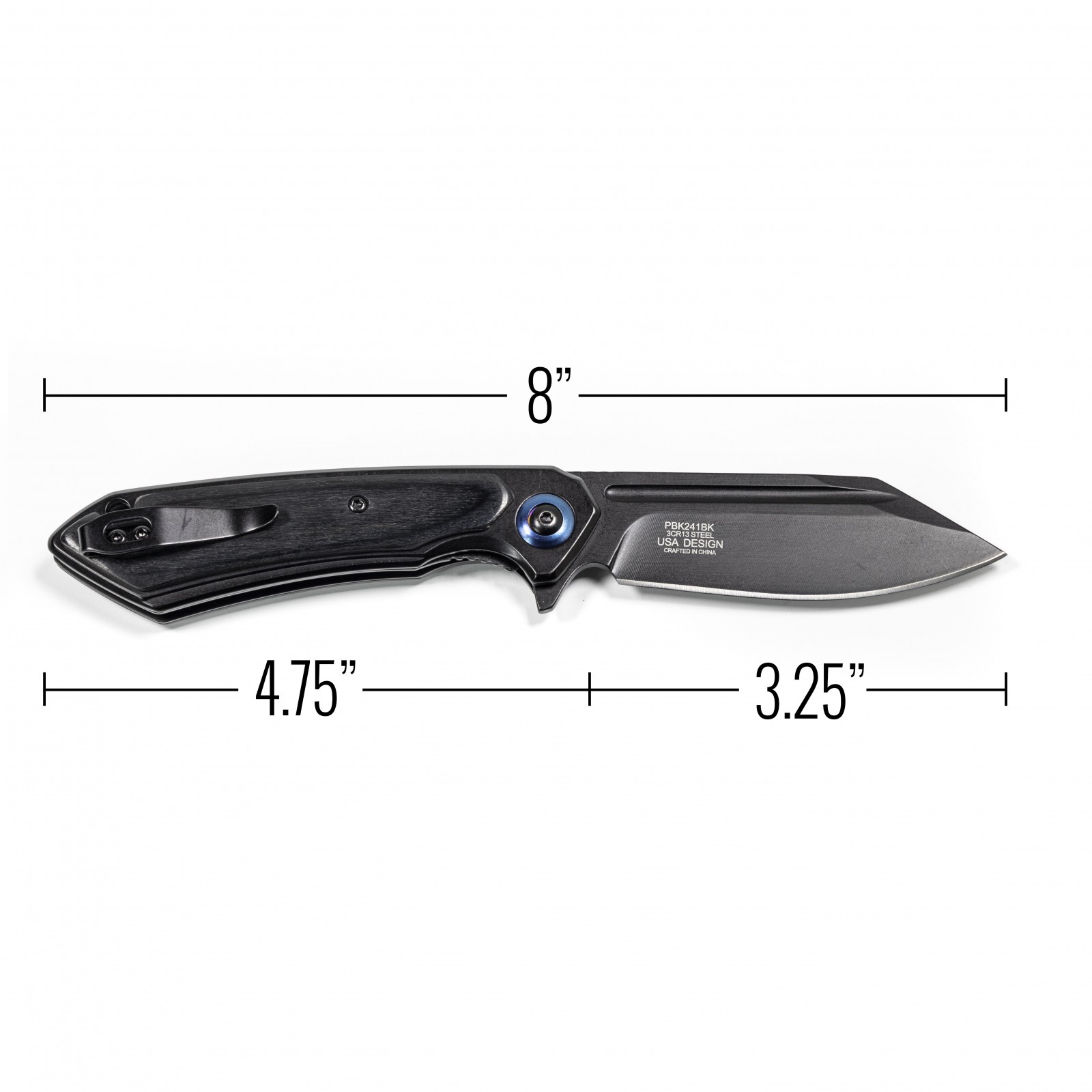 ASR Tactical Drop Point Blade Thumb Assist Pocket Knife Stainless Steel – Black