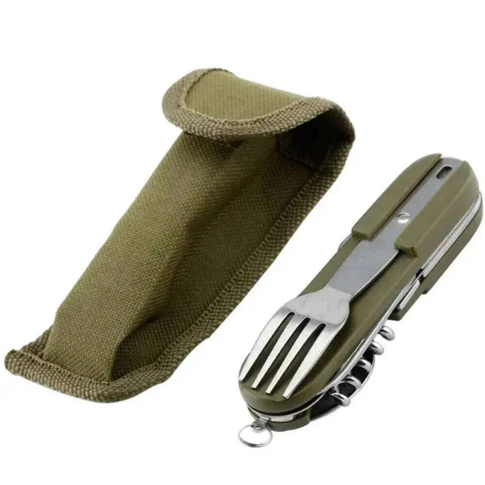 7in1 Multi Function Outdoor Diner Stainless Steel Folding Fork Knife Picnic Camp