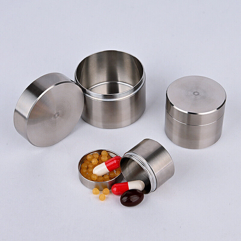 Solid Stainless Steel Waterproof Tank EDC Outdoor Travel Home Sealed Pill Case