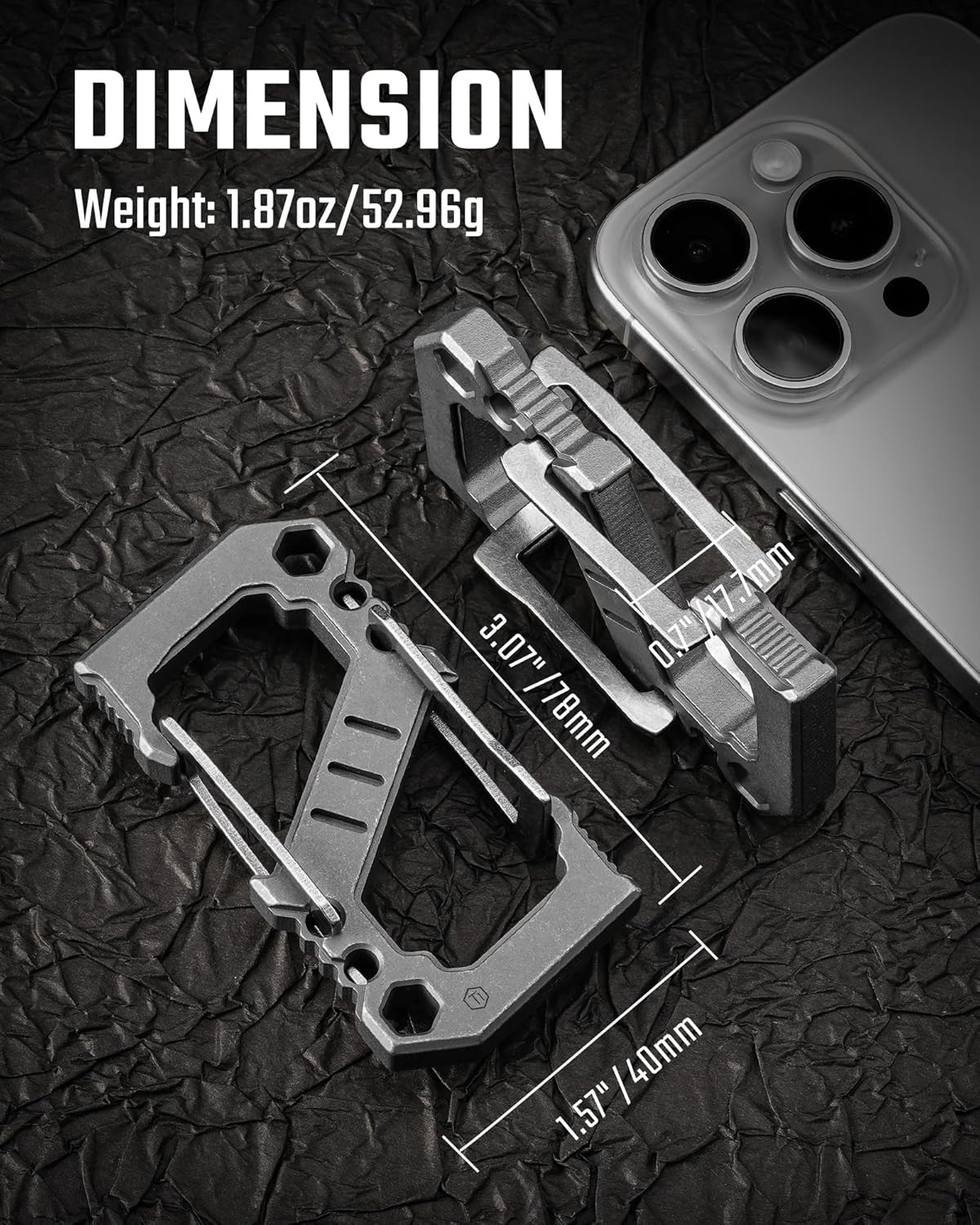 Titanium 3-in-1 Carabiner Multitool: Bottle Opener & Screwdriver Included