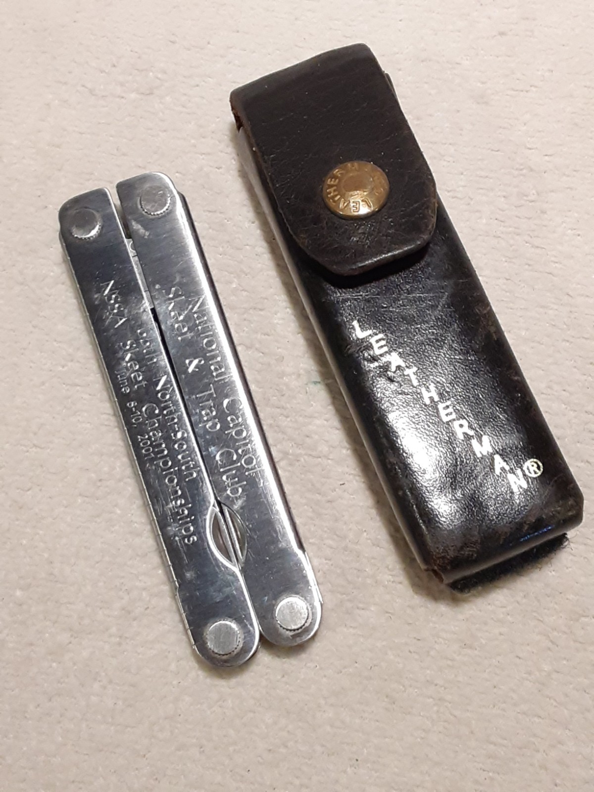Leatherman Multi Tool Leather Sheath Date 01/00 NATIONAL CAPITOL SKEET TRAP CLUB