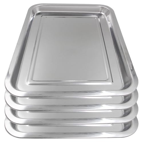 4 Pack Heavy-Duty Stainless Steel Trays 13.5″ x 10″ – Multi-Purpose Tool Organiz