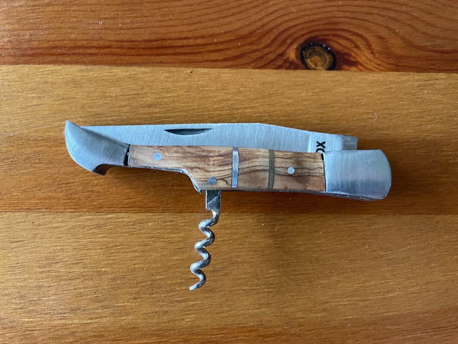 Pocket Knife 3.2″ Stainless With Wooden Handle Corkscrew Handmade Artisan