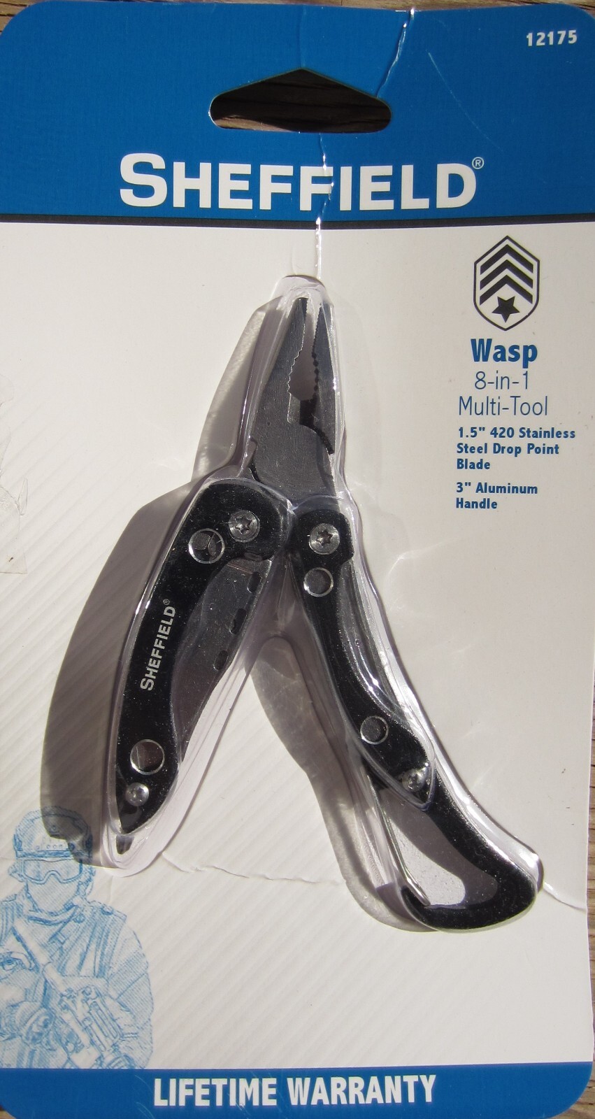 Sheffield WASP 8-in-1 Multi-Tool,1.5″ 420 stainless steel, 3″ alumin handle