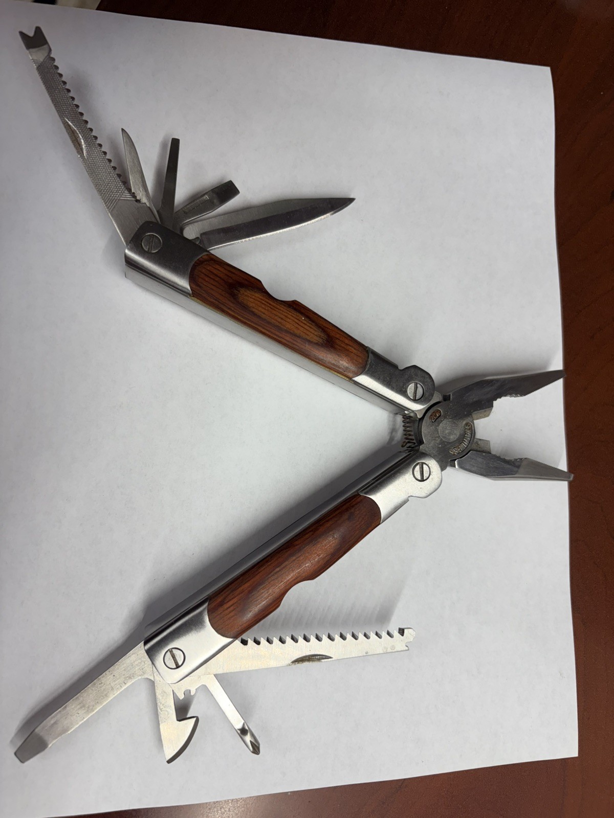 Sheffield 10-in-1 Wood Handle Multi Tool 4-1/2″ – Handles Slightly Used