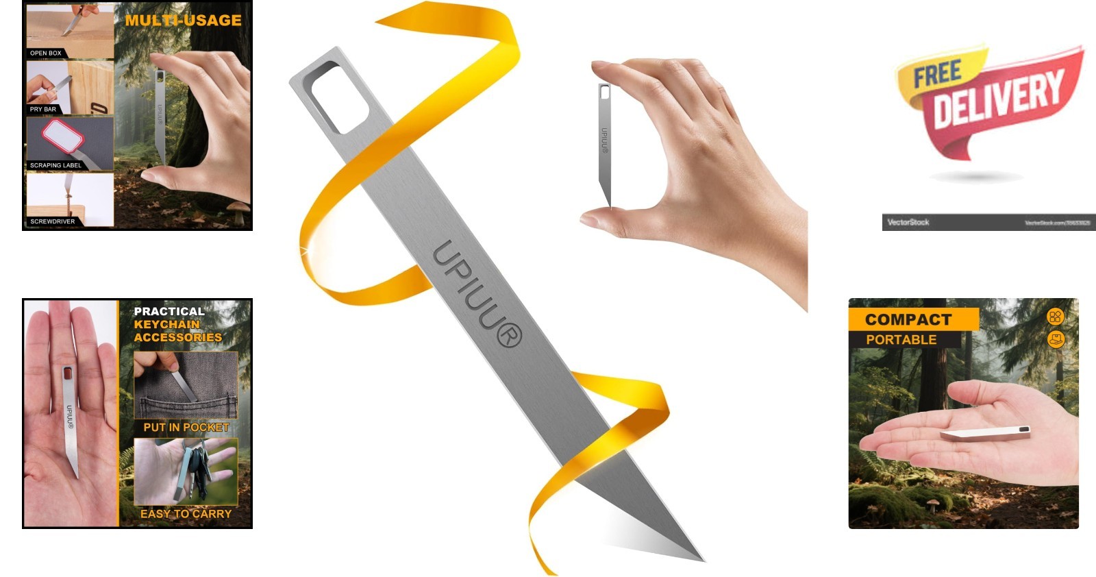 Perfect Christmas Gift: EDC Keychain Pry Bar with Box Cutter Functionality