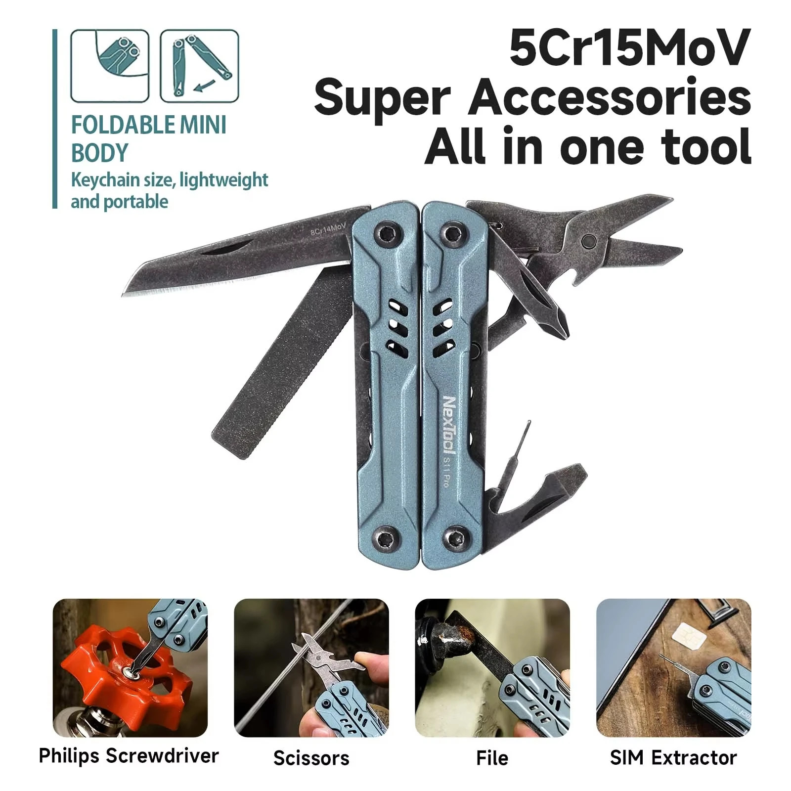 NexTool Mini Sailor S11 Pro 12-in-1 Multi Tool Pliers Scissors Knife EDC