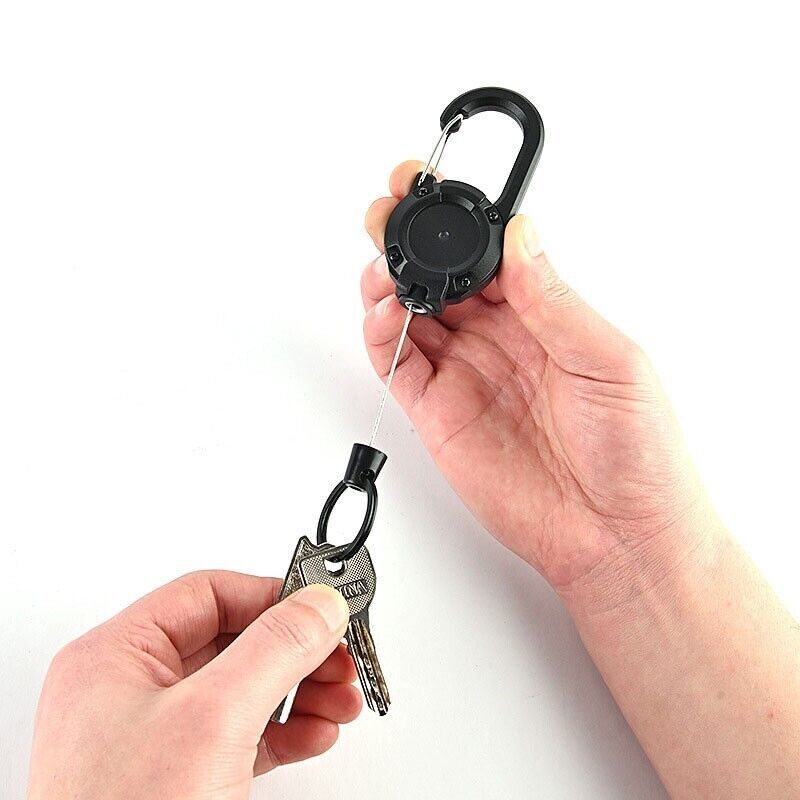 Outdoor High Rebound Telescopic Key Chain Ring Buckle Anti-theft Steel EDC Tool