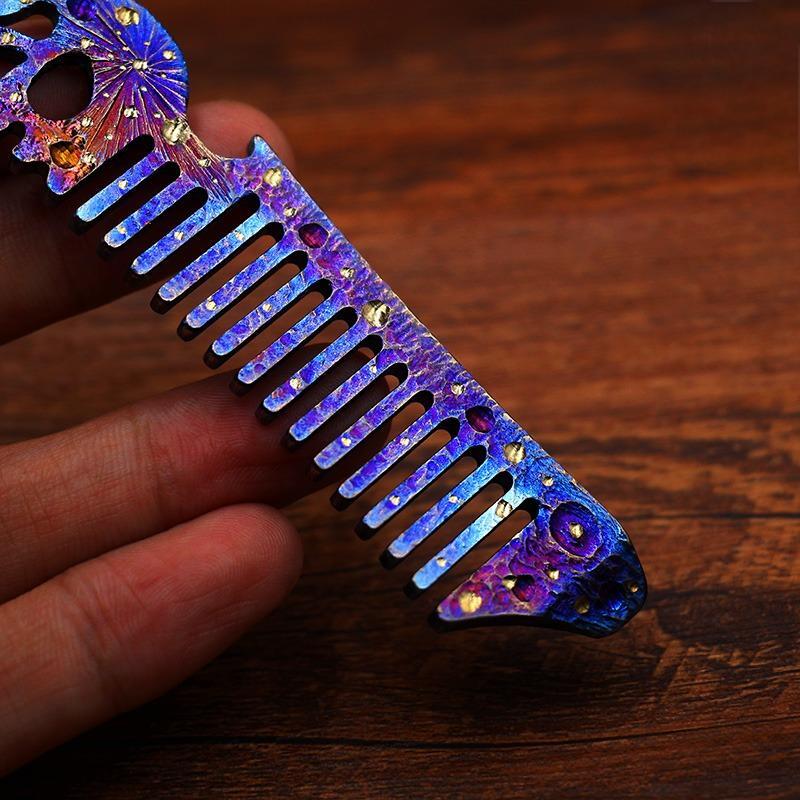 EDC Handmade Titanium Hair Beared Comb Anti-Static Pocket Comb Bottle Opener