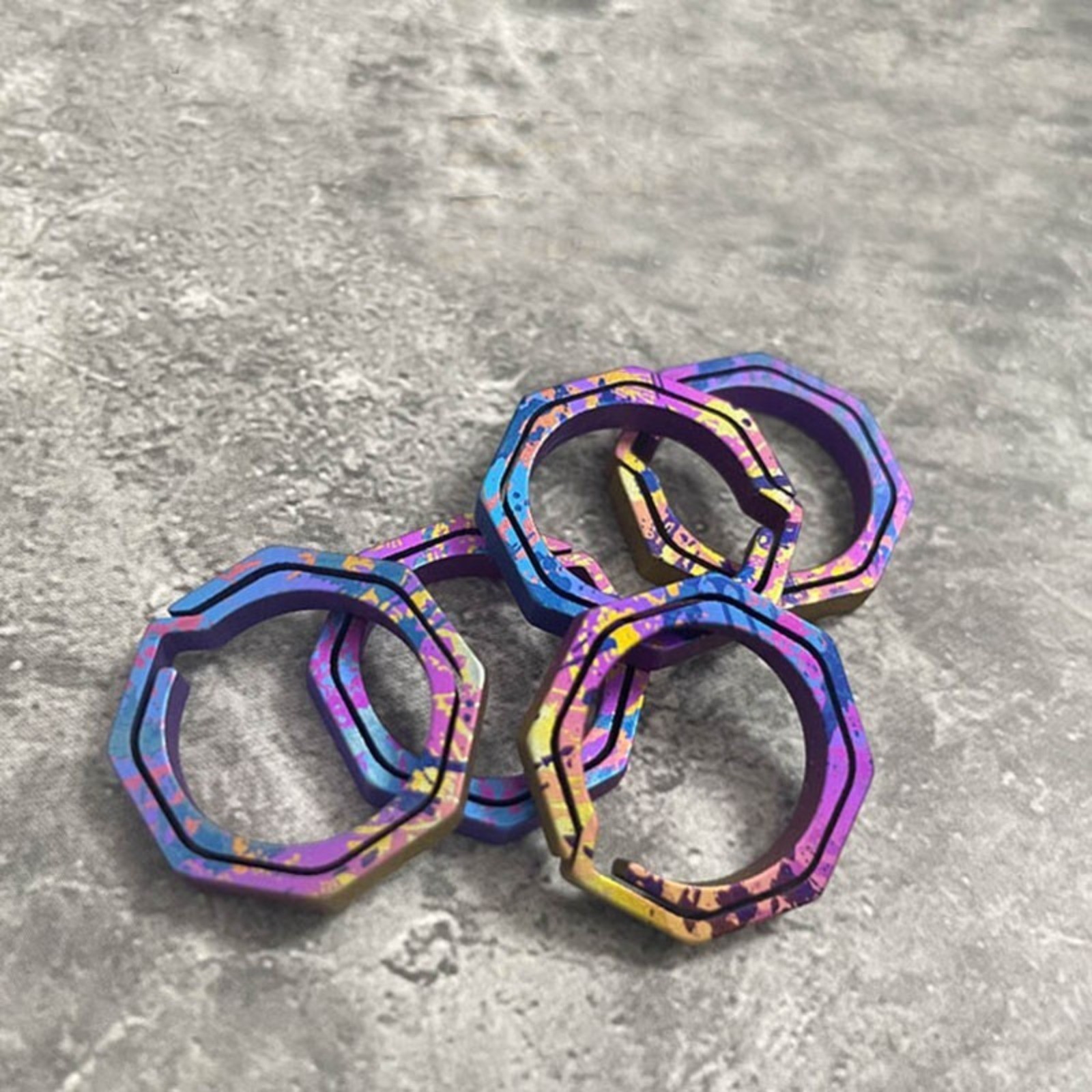3pcs Mini Titanium Alloy Coloful Key Chain Concise Octagon Key Ring Outdoor EDC