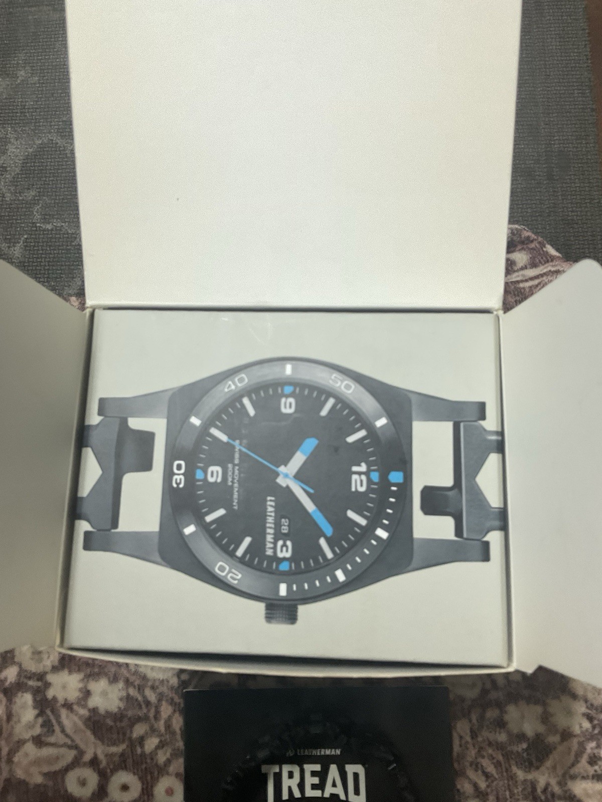 Leatherman Tread Tempo Black Stainless Steel Quartz Wristwatch, 200m