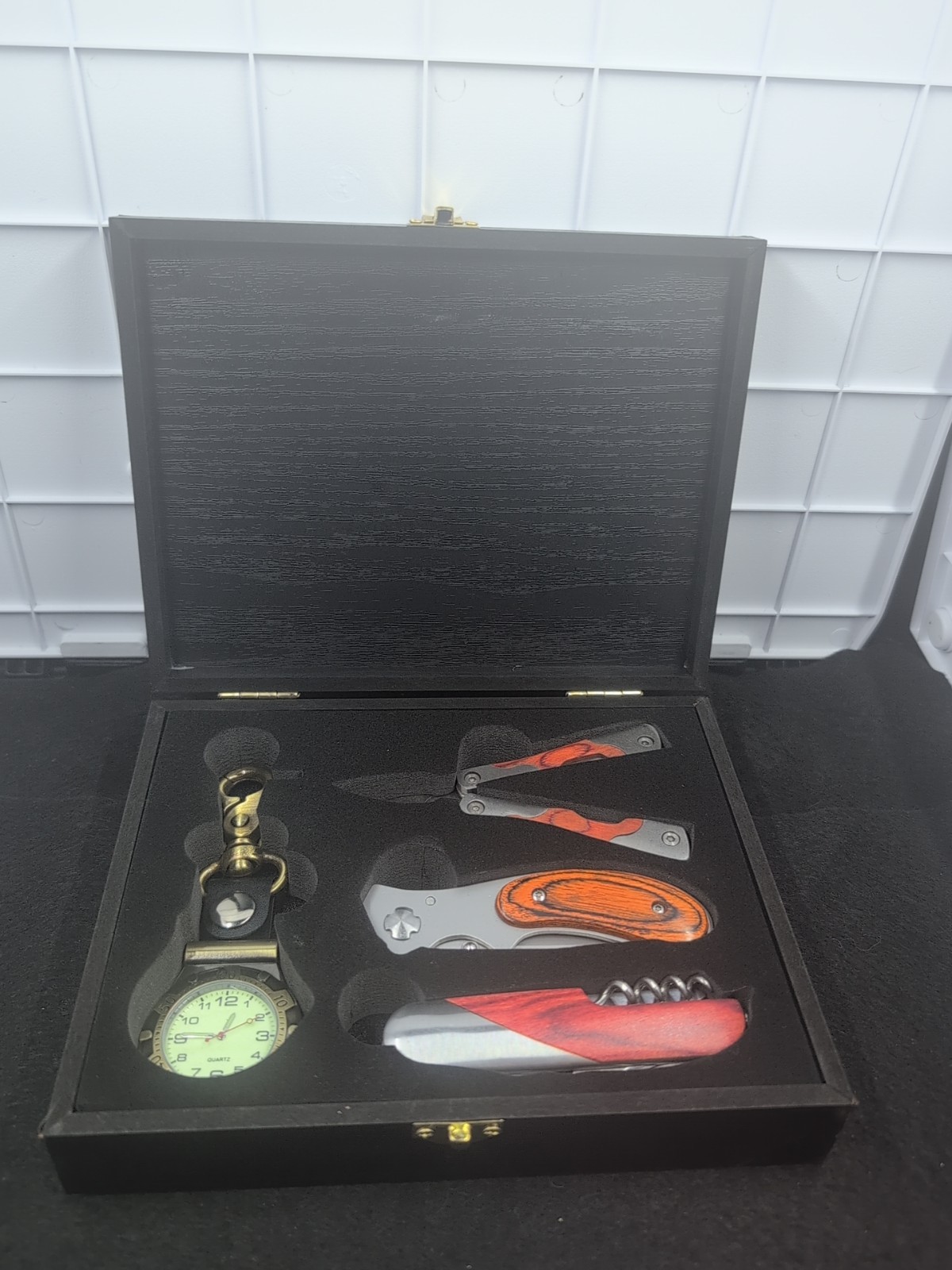 Multi-Tool Gift Set Wood & Stainless Steel Plier Knife Bottle Opener Corkscrew