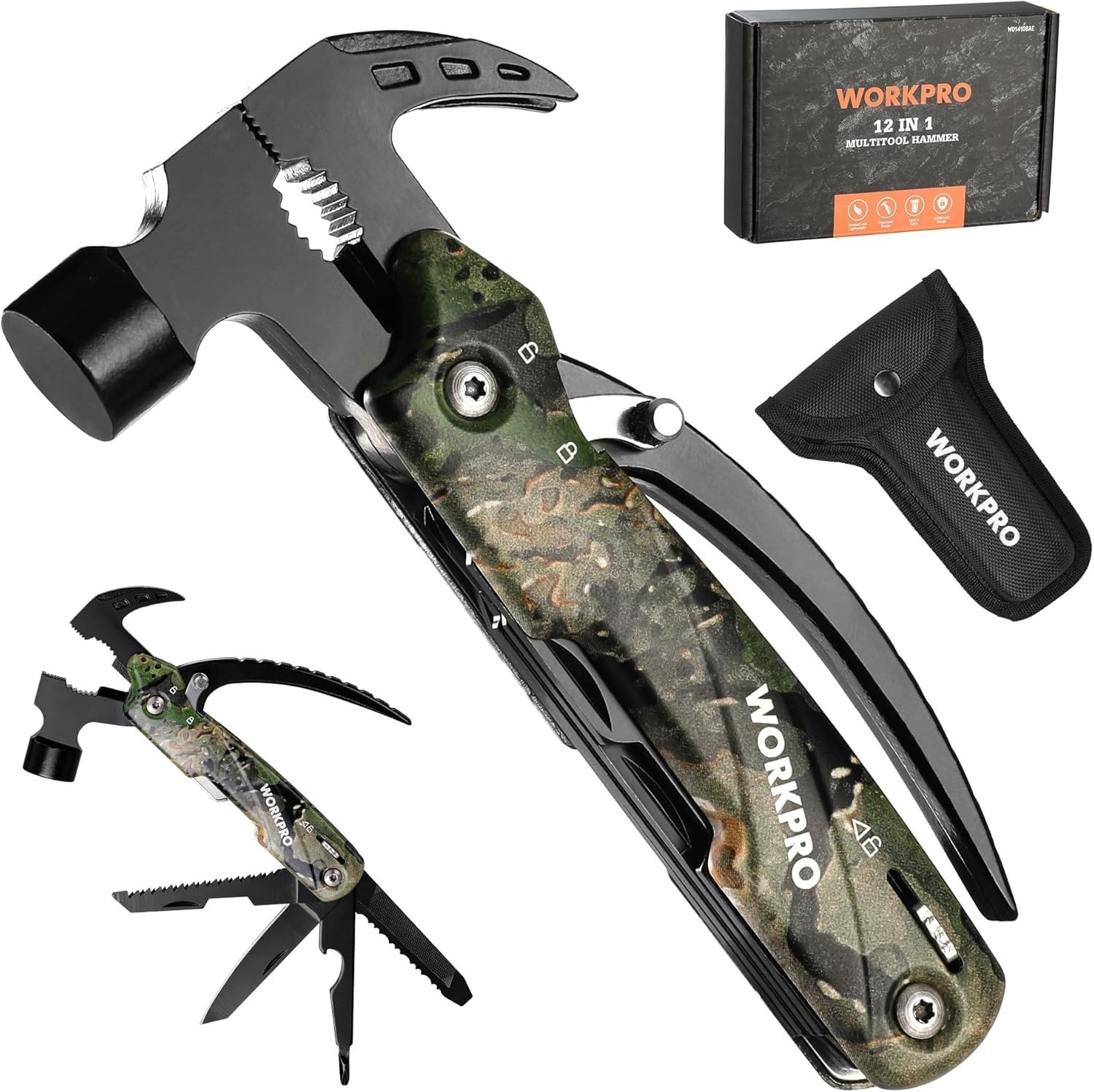 All-in-One 12-in-1 Multitool with Safety Lock & Nylon Pouch – Camouflage Design