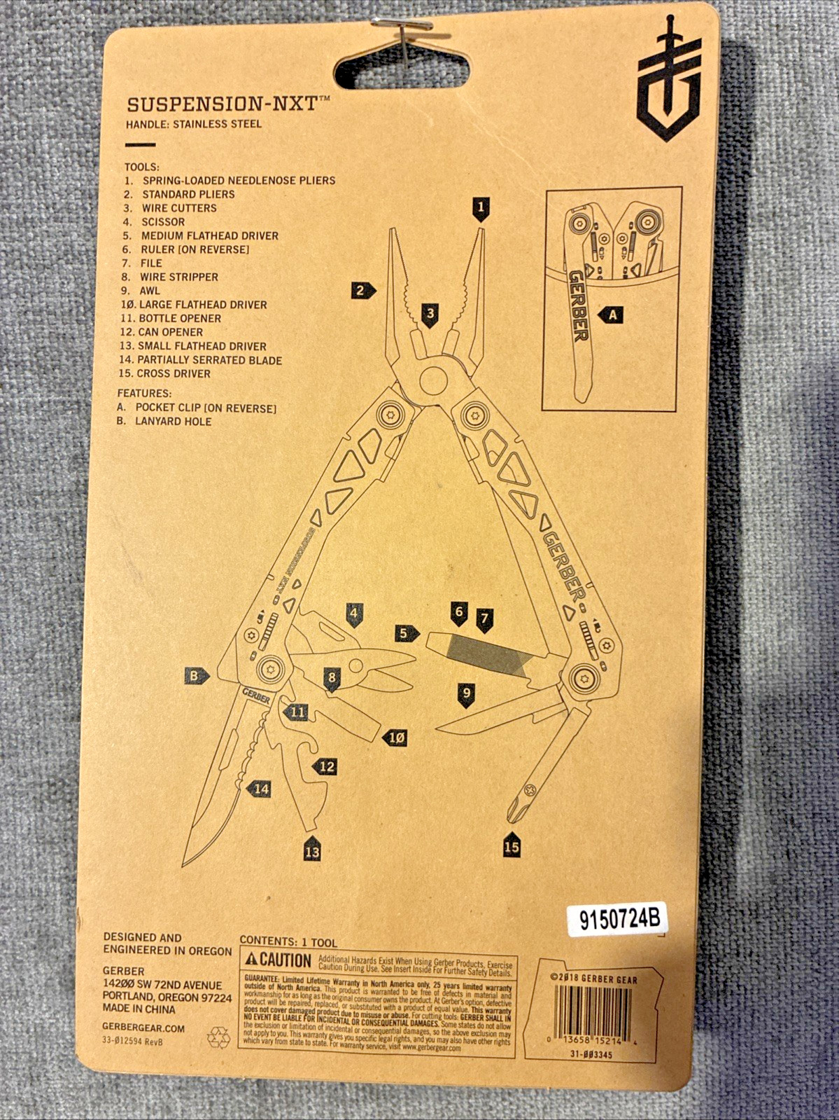 Gerber Suspension-NXT Multitool – Silver (31-003345) Stainless Steel NEW (0046)
