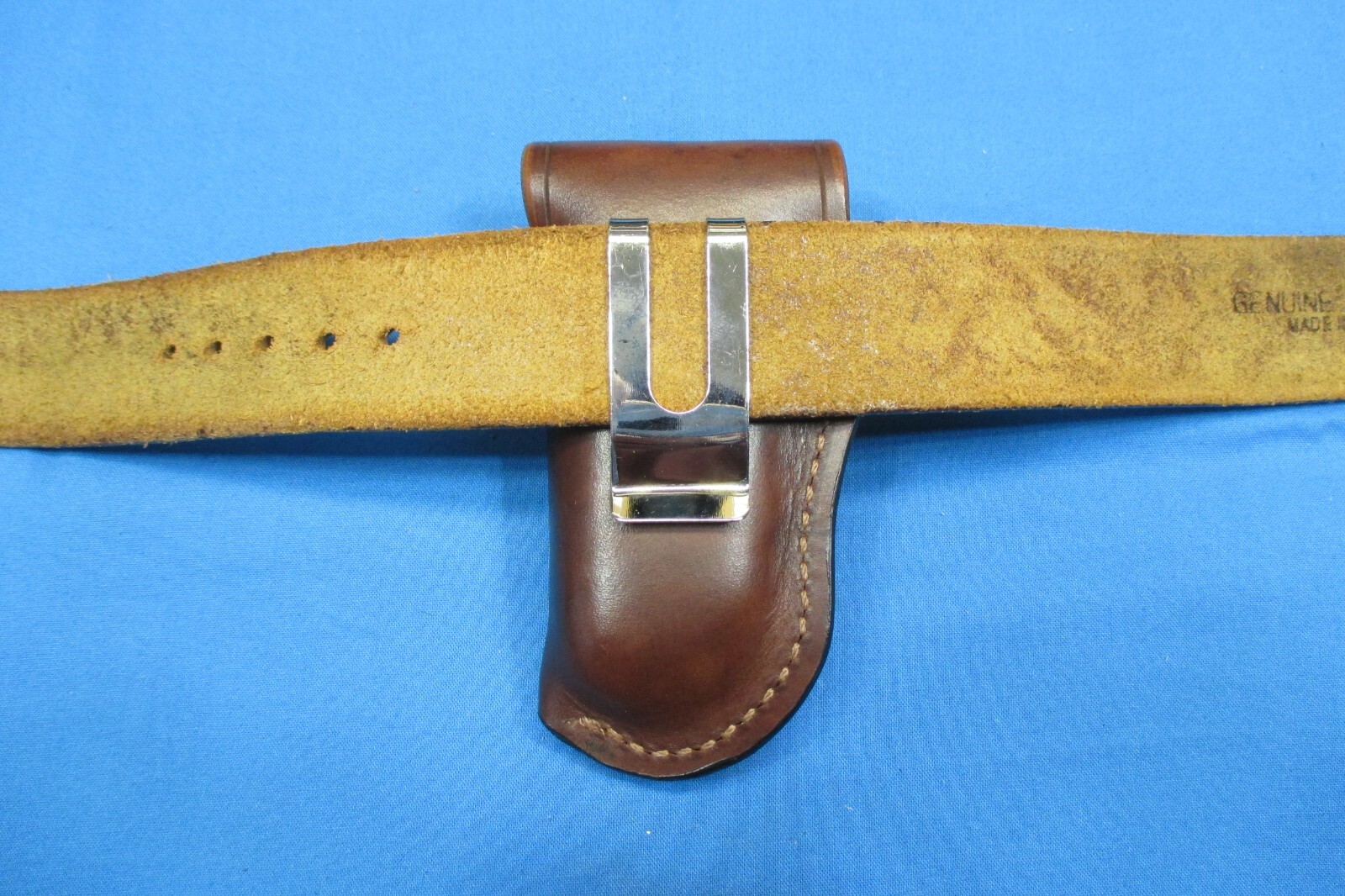 Leather Sheath LEATHERMAN WAVE MULTI TOOL, Holster Shaped, WITH STEEL BELT CLIP