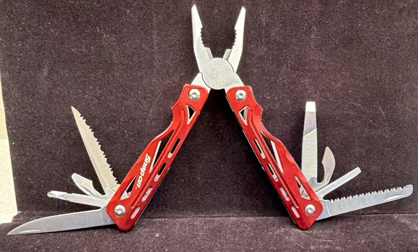 Snap On Red 9-in-1 Stainless Steel Easy Grip Multi-Tool With Sheath