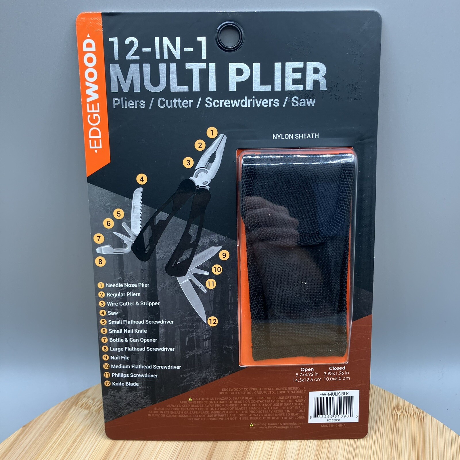 Edgewood 12-IN-1 Multi Plier Multi-Tool- Brand New Pilers Cutter Nylon Pouch