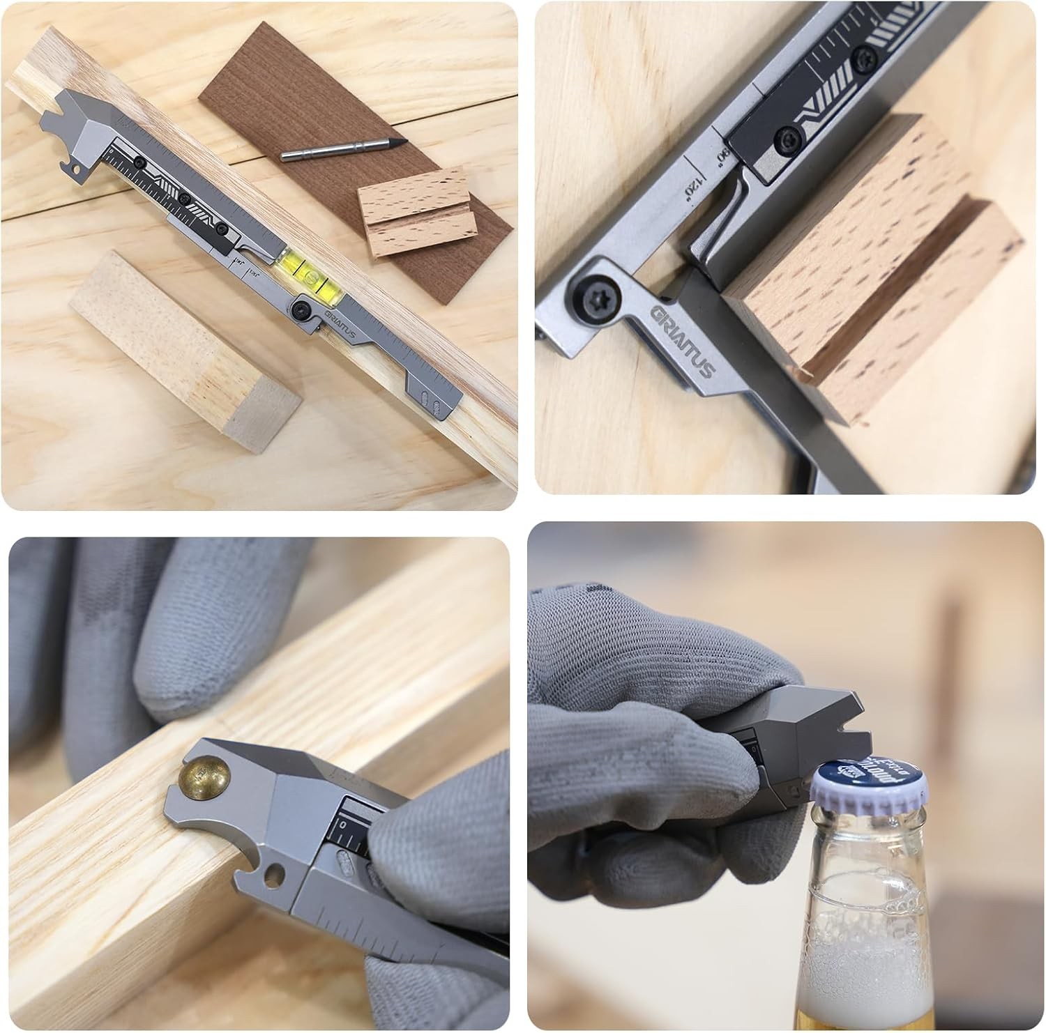 GIRIAITUS EDC pry bar with folding ruler, 11-in-1 bottle opener and nail puller