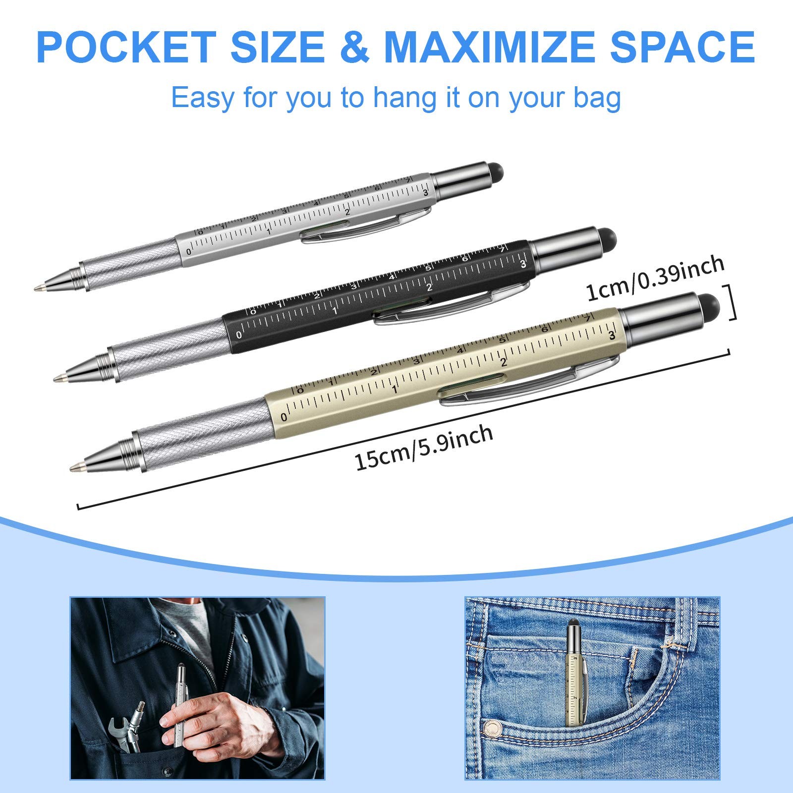 30 Pcs Father’s Day Multi Tool Pens Gift Pen Bulk for Men 6-in-1 Multitool Pe…