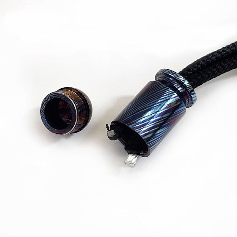1PC Titanium Damascus Parachute Cord Bead Necklace Keychain Knife Lanyard Bead