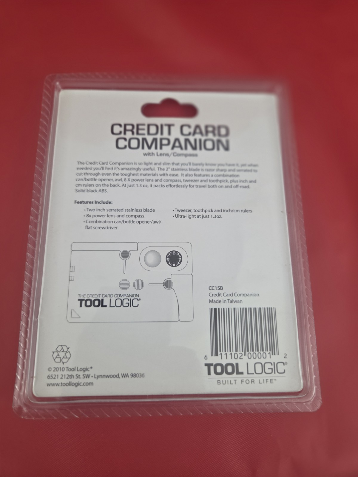 New TOOL LOGIC CC1SB Credit Card Companion w/ Compass/Bottle-Opener/Pocket Knife