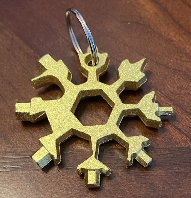 18 In 1 Snowflake Tool Multi Tool Portable Keychain Screwdriver Gold New
