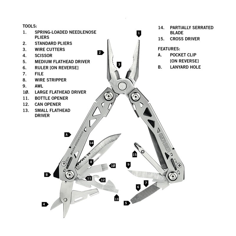 15in1 Multi-Tool Knife Plier Lightweight Camping Survival Outdoor Tools New