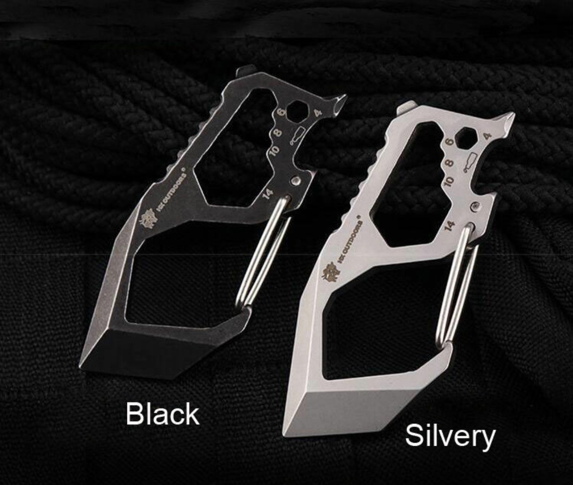 EDC High Stainless Steel Multifunction Keychain Key Carabiner Opener Wrench Tool