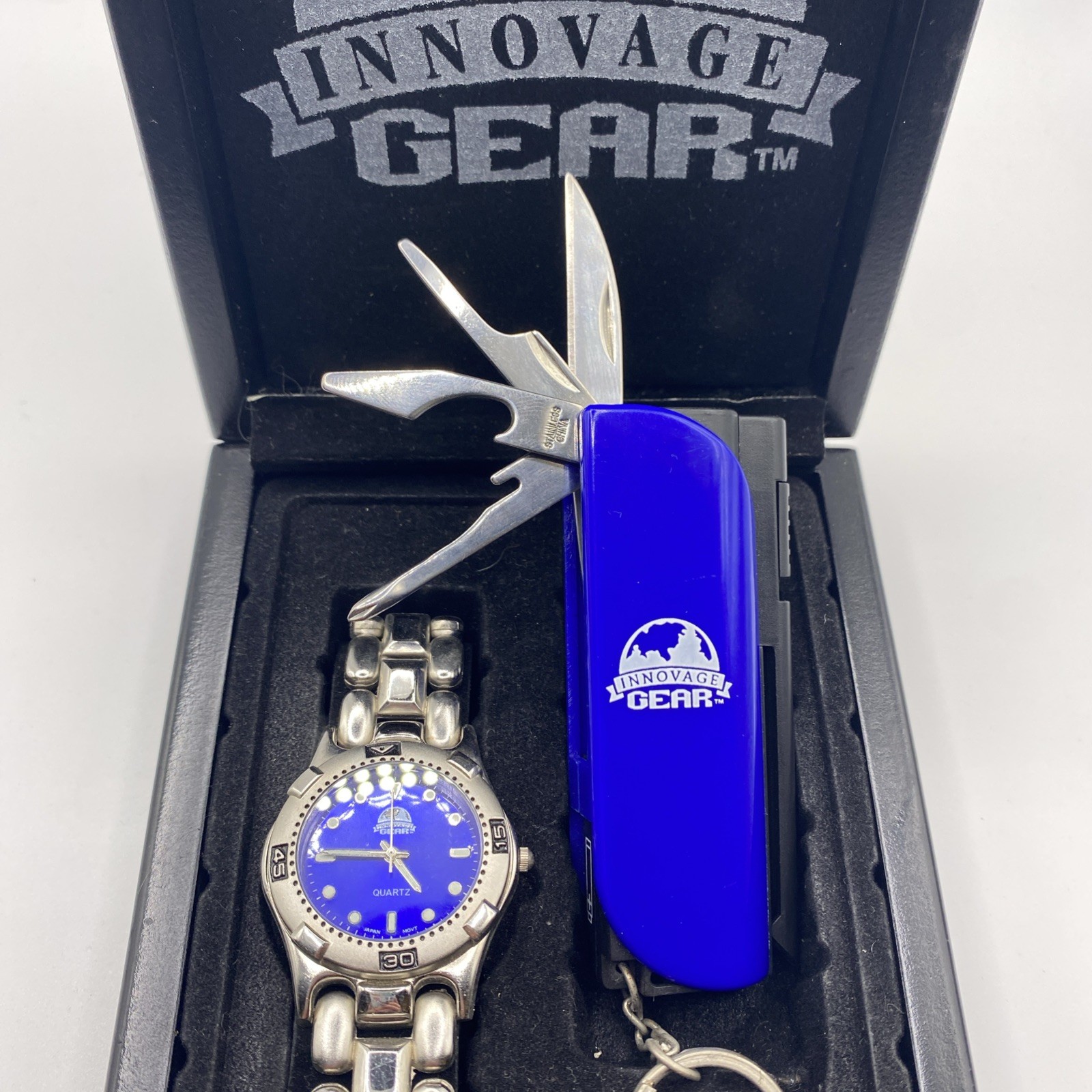 Innovage Gear Men’s Quartz Watch & Multi-Tool Pocket Knife Gift Set with Box