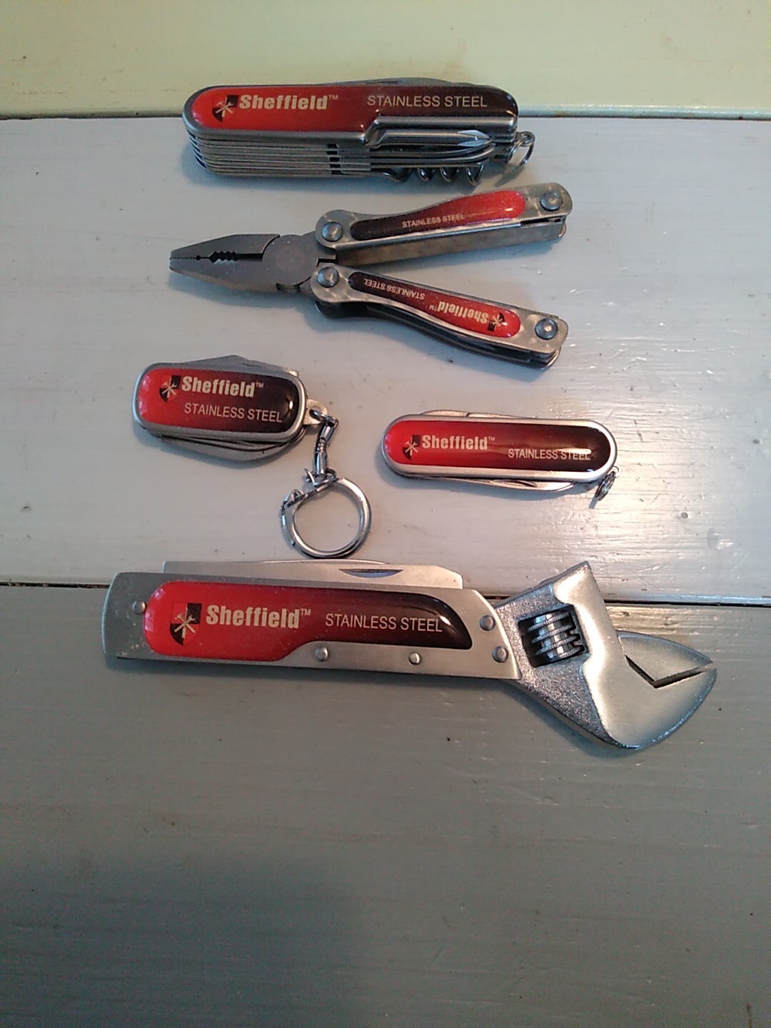 Sheffield 5Pc Pocket Knife Tool Kit: Multi-Function Pocket Knives