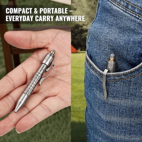 Titanium Multitool Pen – Mini EDC Pocket Tool with Replaceable Heads, Box Cutter