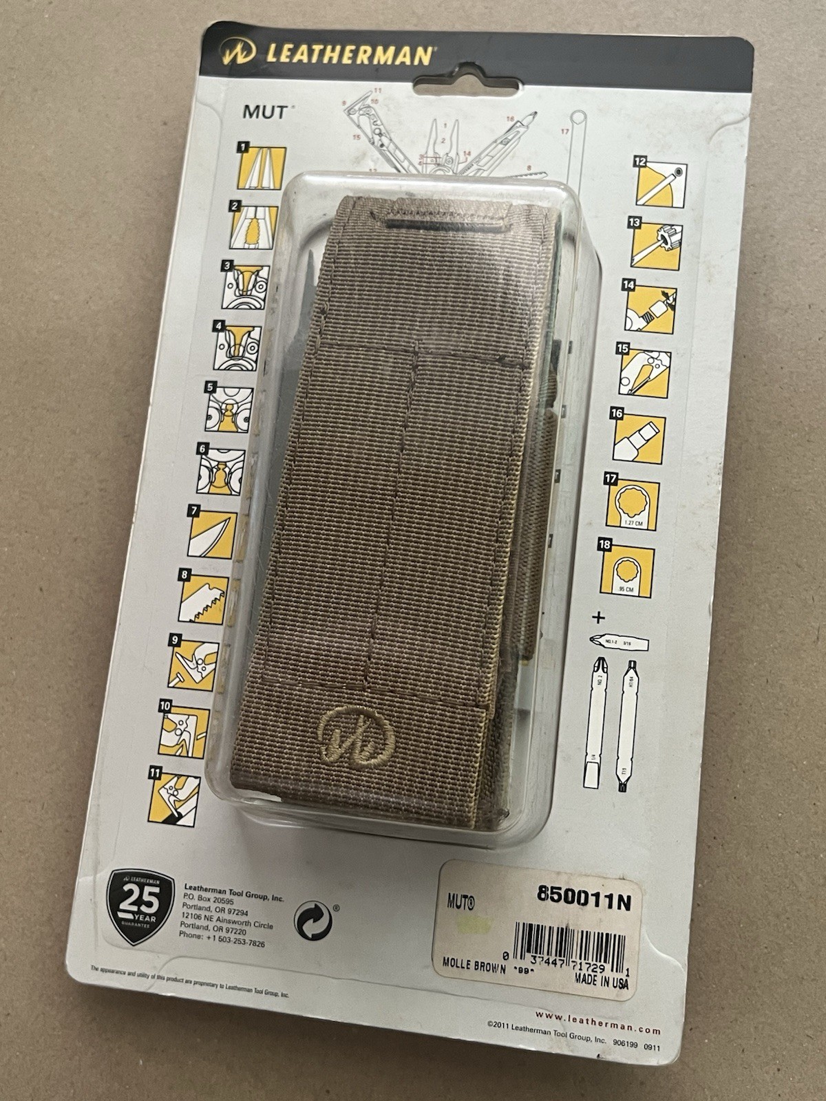 LEATHERMAN MUT, Molle Brown Sheath, New Old Stock, Retried.
