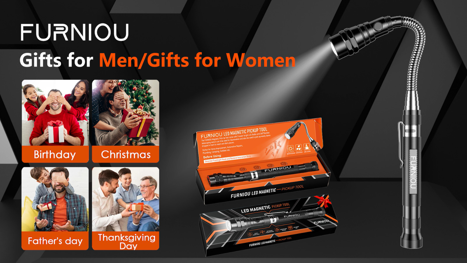 LED Magnetic Pickup Tool – Extendable Flashlight, Cool Gadgets & Gifts for Men,