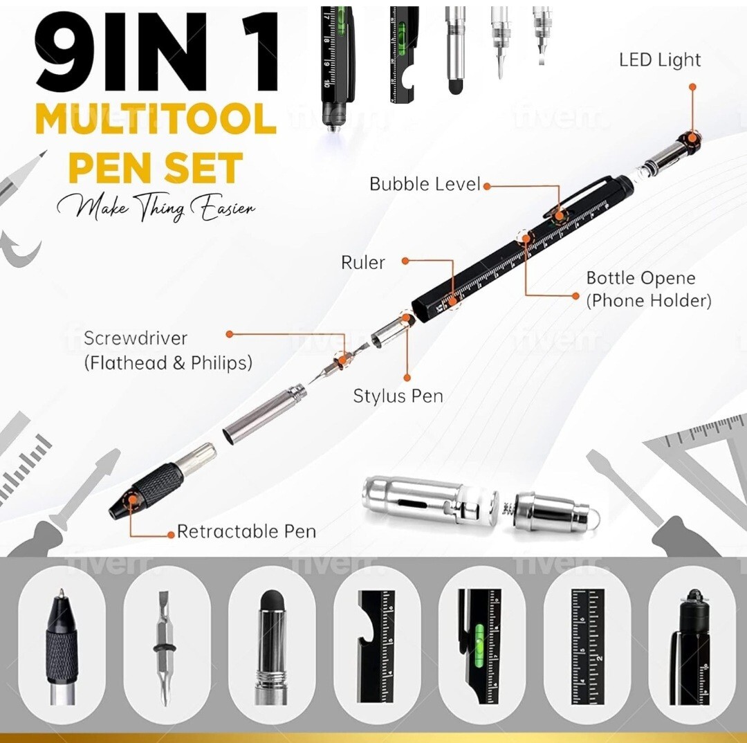 9 in 1 multitool pen set cool gadget great gift idea