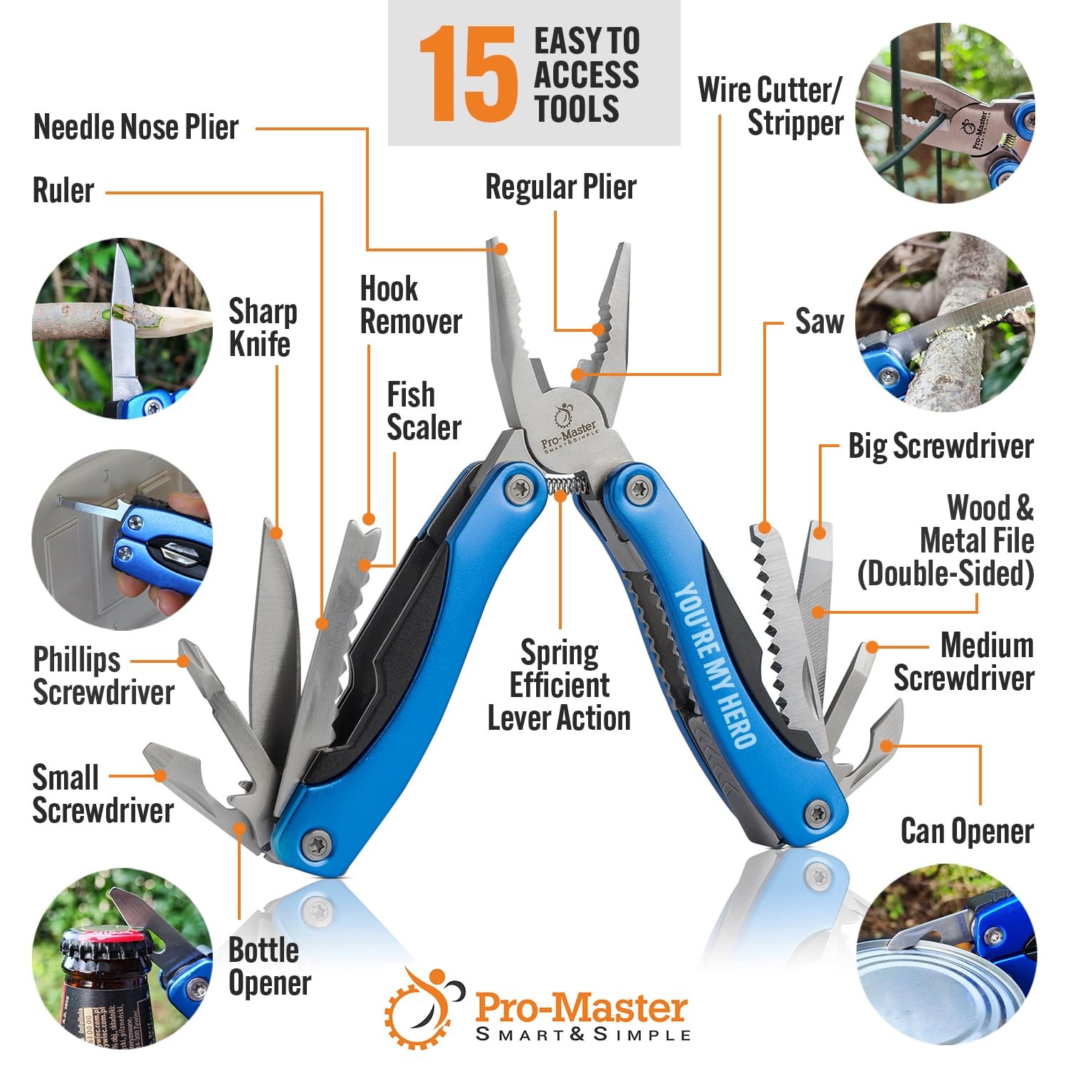My Hero 15in1 Multitool Gift For Men Multi Tool Pliers With Safetylocking And Sh