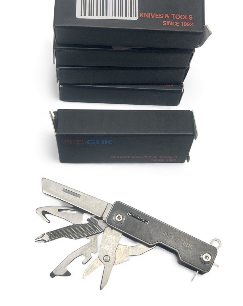 GHK 10 In 1 Pocket Multi Tool EDC Swiss Army Type Knife Screwdriver Safety Lock